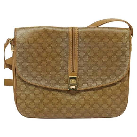 CELINE Macadam Canvas Shoulder Bag PVC Beige Gold Auth sw637 - Picture 2 of 16